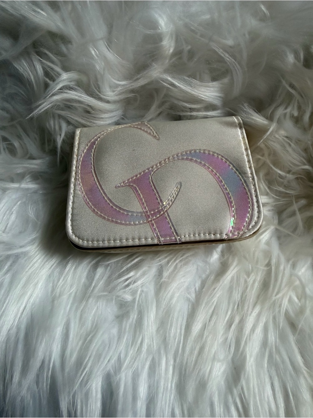Dior Cream Wallet with Iridescent Pink-Purple Monogram